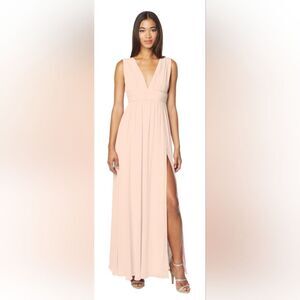 Bill Levkoff 7140 Rayna Chiffon V-Neck A-Line Dress NWOT size 4 Petal Pink